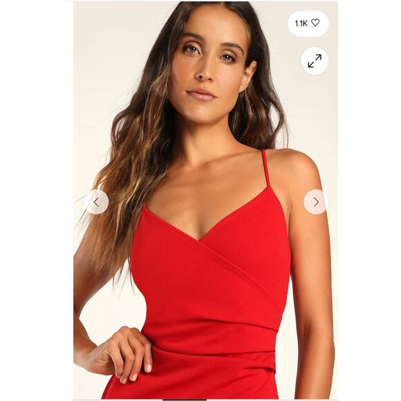 NWT Lulus Women's Sweetest Admirer Ruched Surplice Maxi Dress Red Size Small - Picture 3 of 13